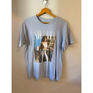 Shania Twain Graphic Tee Women Lg Light Blue Good Man I Feel Like A Woman